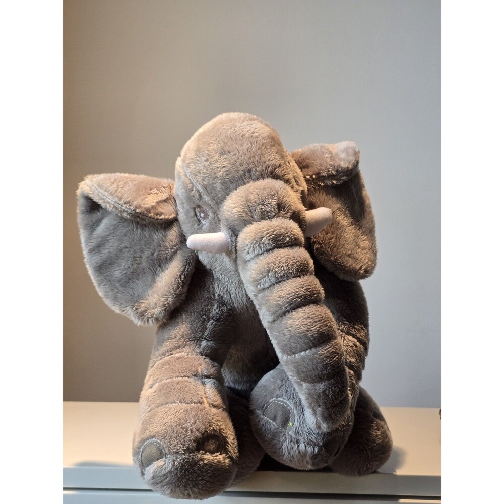 Large Gray Elephant Plush Stuffed Animal Floppy Ears 16" Soft Toy Nursery Decor